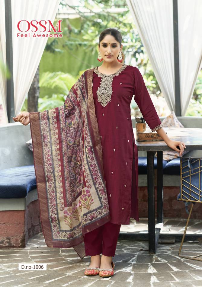 Meera By Ossm  Viscose Silk Embroidery Kurti With Bottom Dupatta Wholesale Online